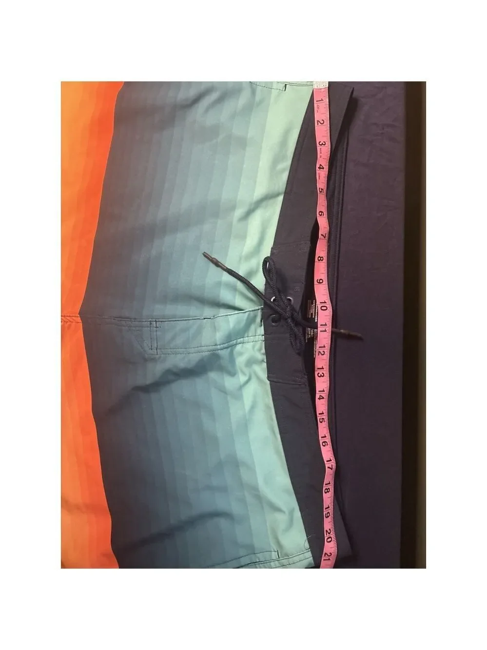 No Boundaries Men’s Board Shorts Size 42 Blue Orange Sunset Ombre Swim Trunks